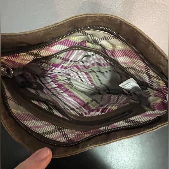 Thirty-One Brown‎ Expandable Adjustable Strap Crossbody Brown and Pink Plaid - Picture 8 of 13